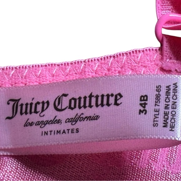Juicy Couture Pink Smooth Molded Underwire T-Shirt Bra Logo Straps 34B - Picture 6 of 8